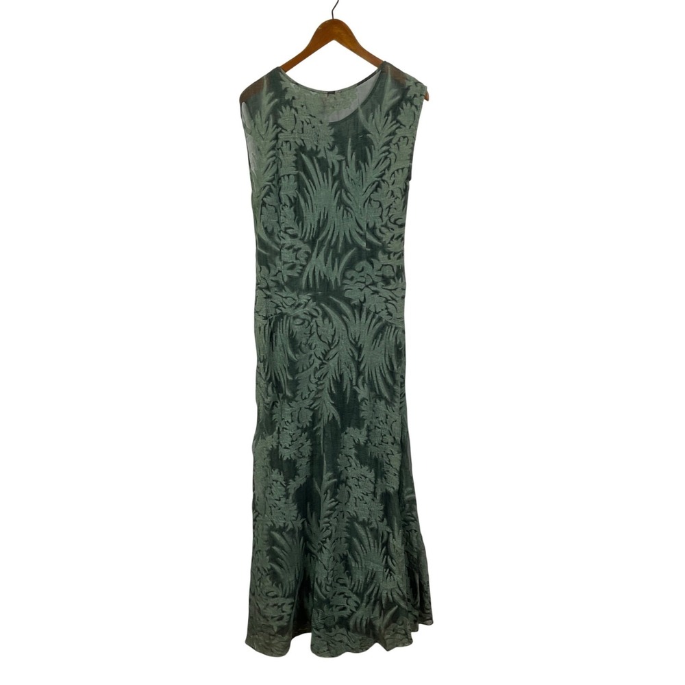 Sundance Cypress Legends Silk Dress Green Burnout Floral Maxi Sleeveless Size 10 - Picture 2 of 4